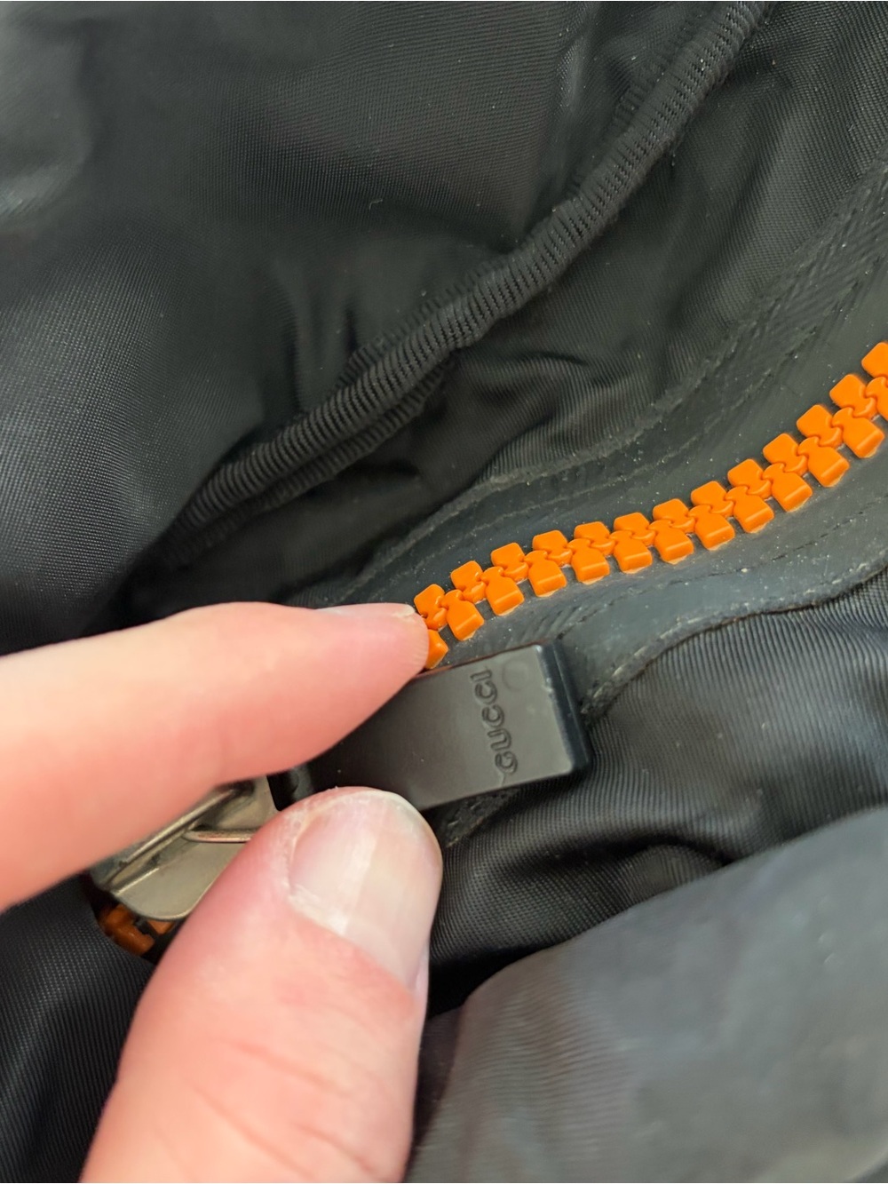 Gucci Black Canvas Duffel with Orange Trim and Striped Handles - Picture 5 of 12